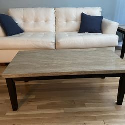 Coffee table, 2 side tables, and 2 lamps