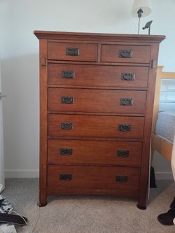 Tall Wood Dresser with 7 Drawers