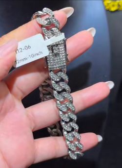 Vvs moissanite Iced Out Cuban Link Bracelet 12mm 10 Inch