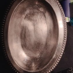 1927–1934 Wilcox Silverplate Oval Serving Dish — Raised Floral Border — Heavy Early Art Deco