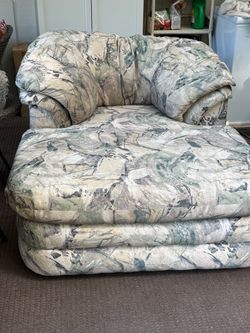 Oversized Chair with Attached Footrest