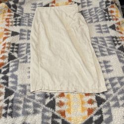 Thrifted Cream Ribbed Skirt
