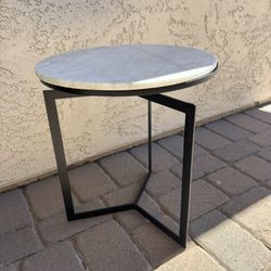 CB2 Marble & Metal End Table 