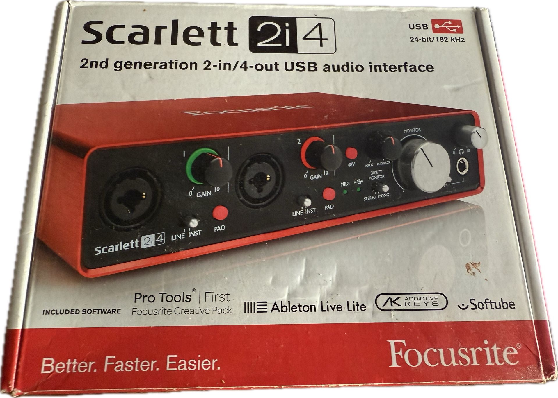Focusrite Scarlett 2i4 (2nd Gen) USB Audio Interface – $95