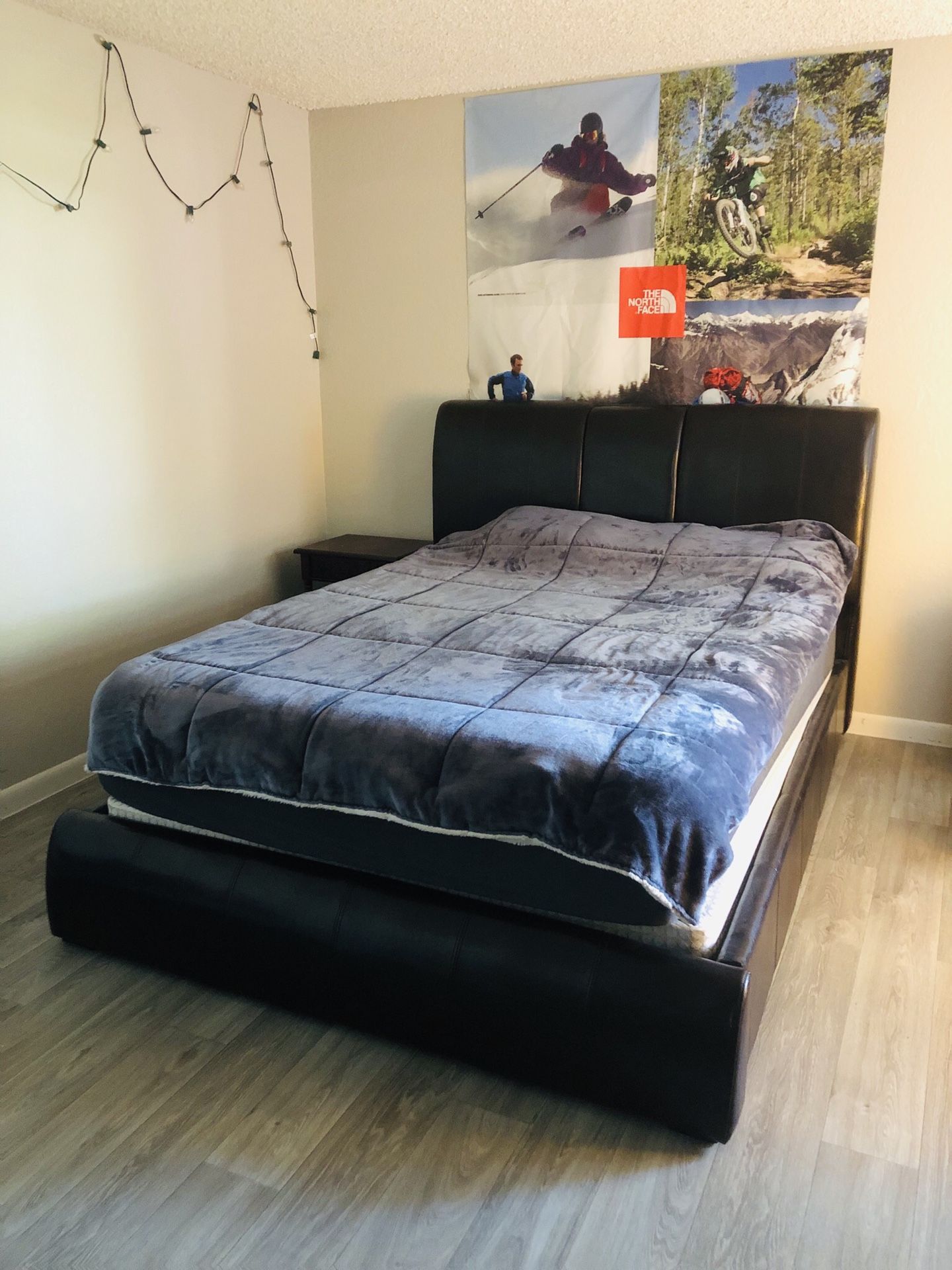 Black Leather Queen Bed Frame