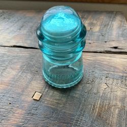 Vintage insulator, glass, large, light Teal