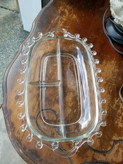 Farmhouse Vintage Crystal Ribbon Relish Dish