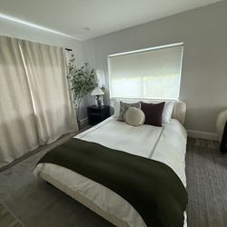 CB2 Queen Bed- Brand New- Cantar Ivory Velvet Upholstered Queen Bed