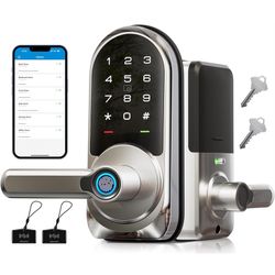 Veise Smart Lock, Keyless Entry Door Lock with Handle, APP Control Fingerprint Door Lock, 7-in-1 Smart Locks for Front Door, Electronic Digital Lock w