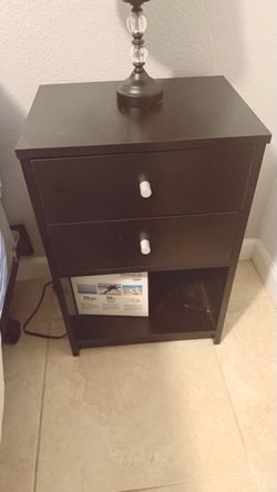 Dark Brown Nightstand with Two Drawers