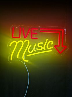 LIVE Music LED Neon Sign – 16” Wall Light – USB Powered