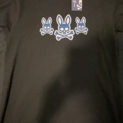 Psycho Bunny Skull Graphic Tee Black Blue Logo Shirt Men’s Medium (Tagged 3XLT) Streetwear