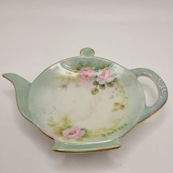Vintage German H. Oetken Hand Painted Ceramic Teabag Rest