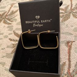 Beautiful Earth Geometric  Gold Plated Hoop Earrings 