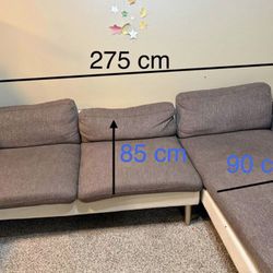 Modern Grey Sectional Sofa with Chaise (Compact Size)