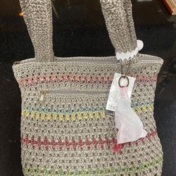 The Sak Amberly Crochet Tote Purse Knitted Terra Striped