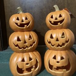 Two Matching Topiary Pumpkins 