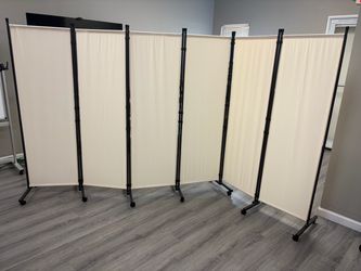 6-Panel Rolling Room Divider Privacy Screen