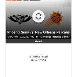 Suns Vs Pelicans 4 Tickets 224 Row 5