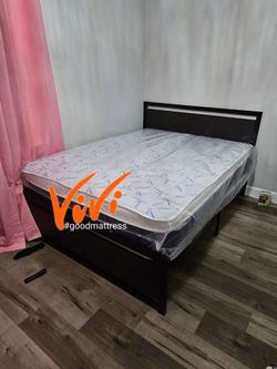 NEW QUEEN PILLOW TOP MATTRESS WITH BOX SPRING 2PC. BED FRAME ISN'T AVAILABLE