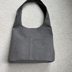 Gray Suede Hobo Bag