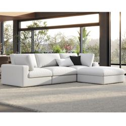 114 Inch White sectional 