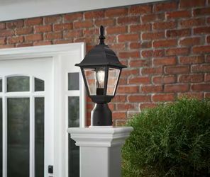 Hampton Bay 1-Light Black Steel Line Voltage Outdoor Weather-Resistant Post Light