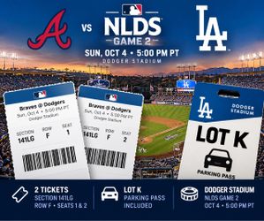 Dodgers vs Braves NLDS Game 2 – 2 Tickets + Parking – Section 141LG