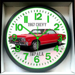 1967 Chevy Impala SS Glow In The Dark Wall Clock New!