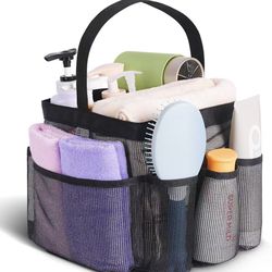 Mesh Shower Caddy Basket for College Dorm Room Essentials,Portable Shower Caddy Dorm with 8-Pocket Large Capacity,Shower Bag for Beach,Swimming,Gym