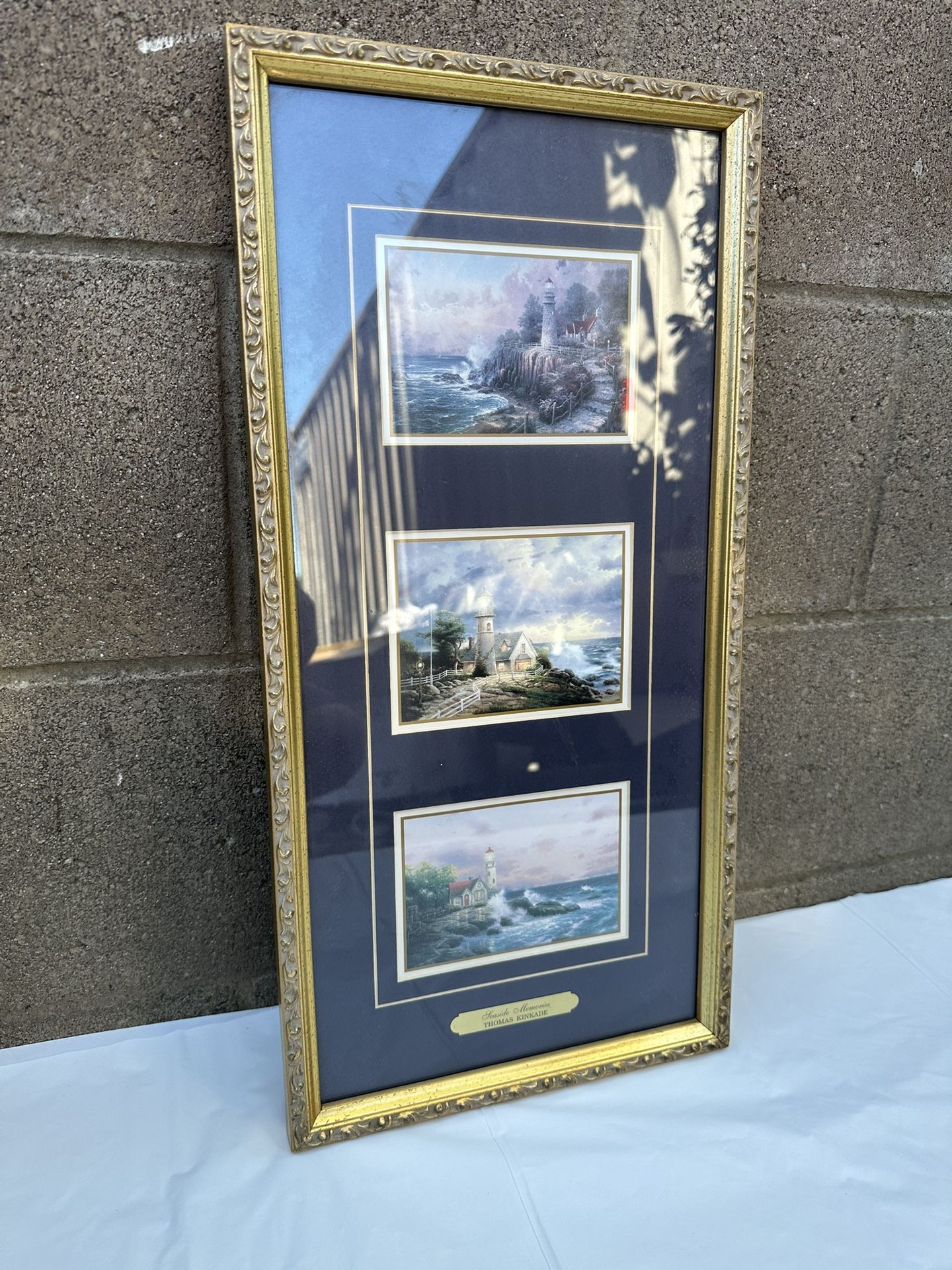 Thomas Kinkade Seaside Memories Lighthouse Accent Prints Framed 10 1/4" x 20 3/4
