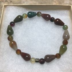 Agate Semiprecious Gemstone Stretch Bracelet Size 7.5 inches