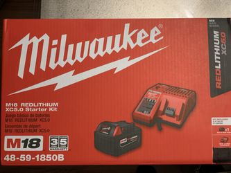 Milwaukee M18 5.0 Ah Battery 1850 & 1 Charger 48-59-1812 Kit