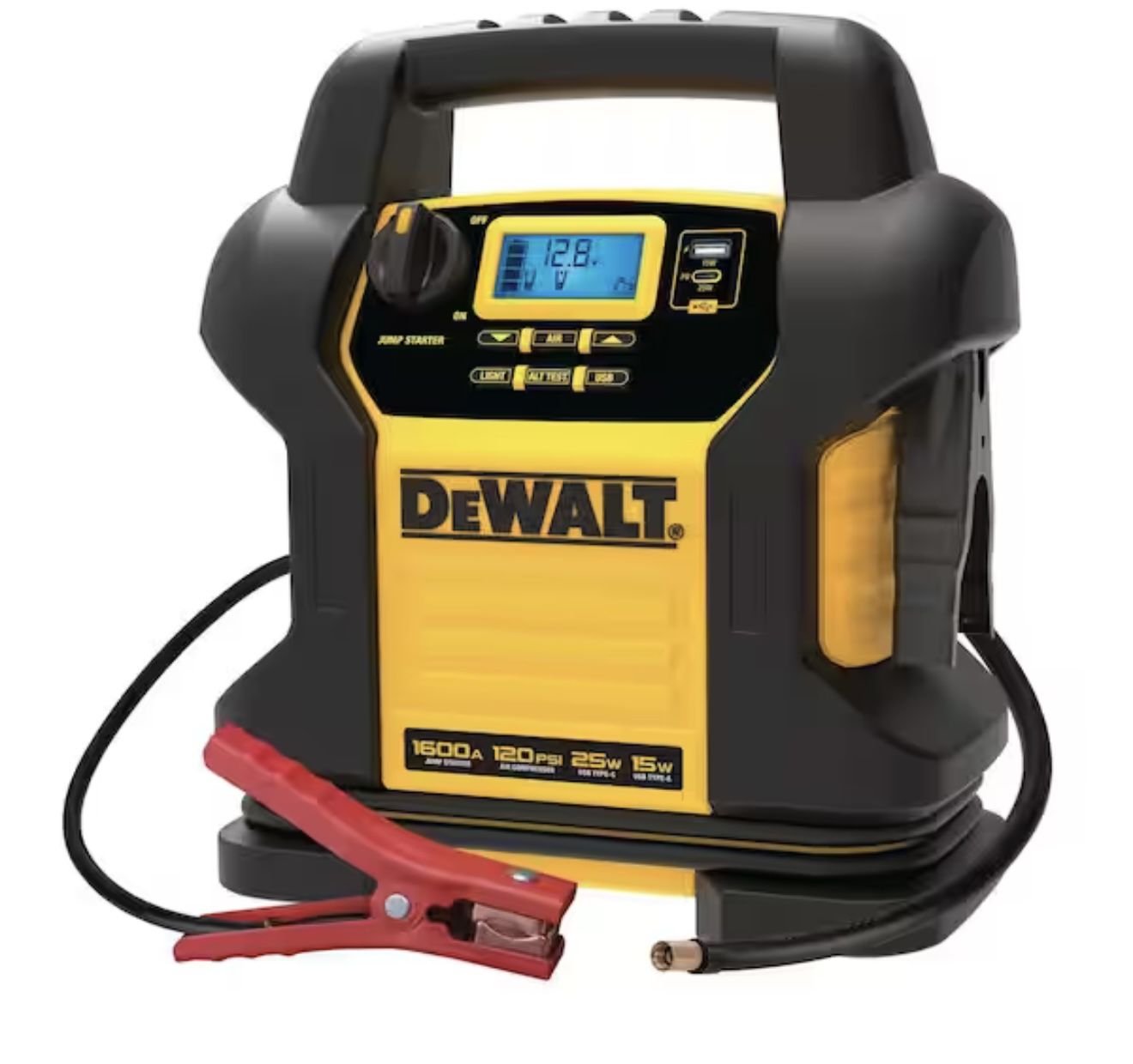 DEWALT 1600 Peak Amp Jump Starter with Digital Compressor and USB Power Bank