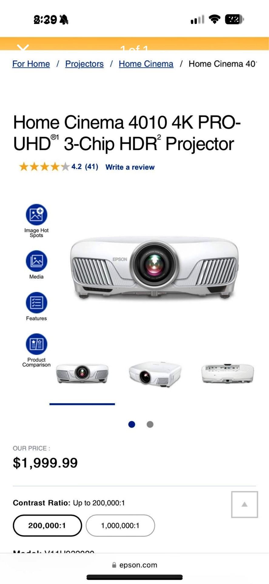 Epson 4010 Home Cinema Projector