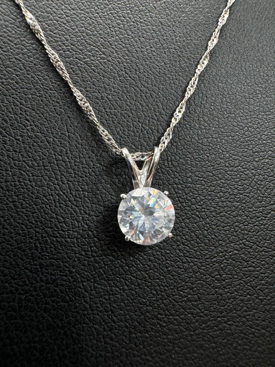 14k white gold 1 CT moissanite pendant with 17.5” chain necklace