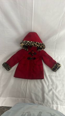 Toddler girls' red peacoat with Detachable Hood