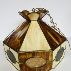 Vintage Tiffany Style 8 Panel Hanging Light