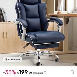 Office Chair with Footrest Ergonomic High Back Leather Office Chair with Lumbar Support Adjustable Executive Reclining Home Office Desk Chair Comfy wi