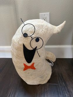 Light-Up Woven Sisal Halloween Ghost Decoration - Halloween decor