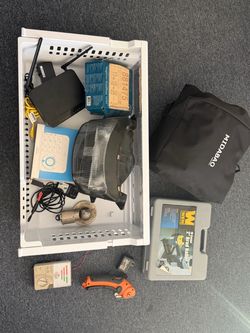 Lot of power tool nailer, roof top cargo carrier,  car, tow parts lot