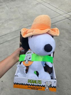 Snoopy plushie with throw blanket set