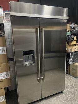48” Inch Jenn Air Built in Side By Side Fridge, Black interior With Full LED Illumination 