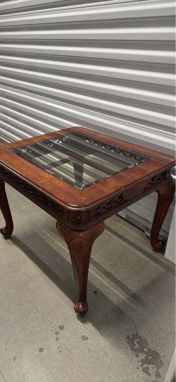 Wood and Glass Top End Table