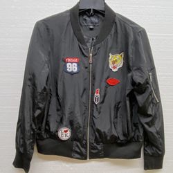 Miss London Black Bomber Jacket Size XL