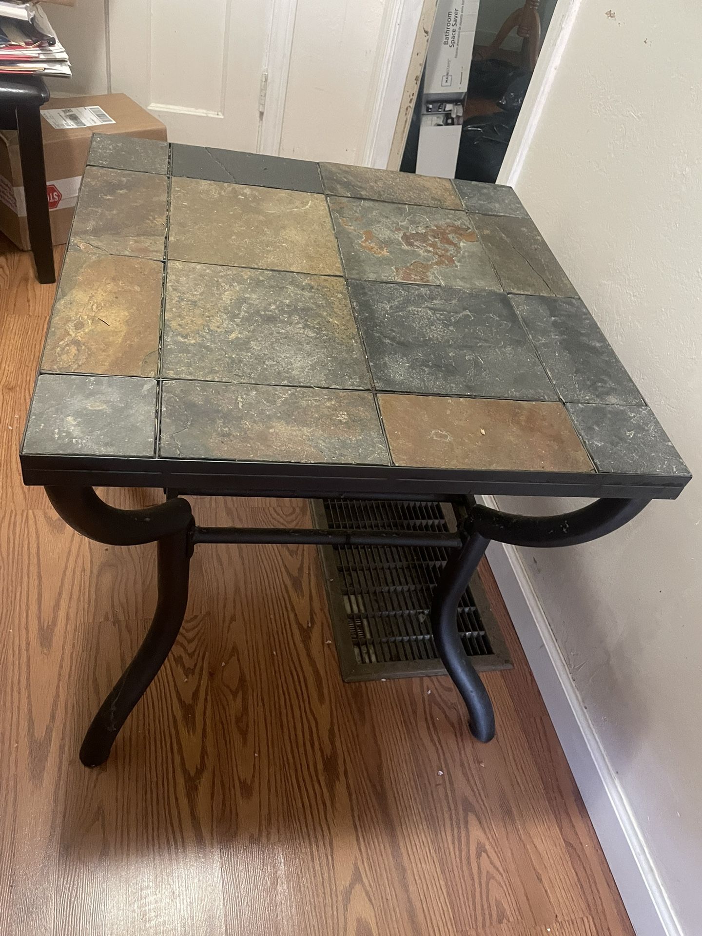 Pcs Vintage Metal Slate Stone Coffee End Table Set