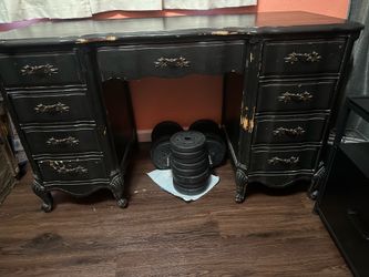 Beautiful Antique Black Wood Desk