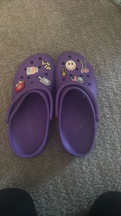 Purple Crocs Classic Clogs with Jibbitz Charms-size 11 women