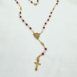 20”Inch Brazilian 18k Gold Plated Rosary Virgin Guadalupe 