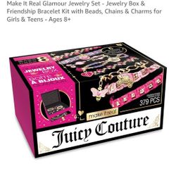 Make It Real Glamour Jewelry Set - Jewelry Box & Friendship Bracelet Kit with Beads, Chains & Charms for Girls & Teens